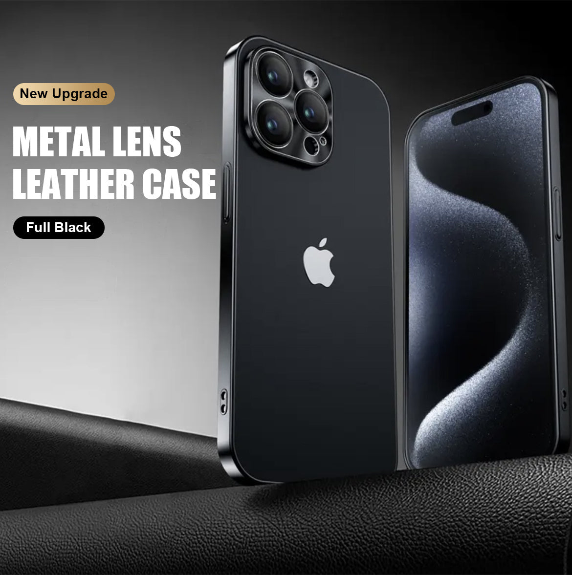 Titanium Lens Coated Plain Leather Phone Case