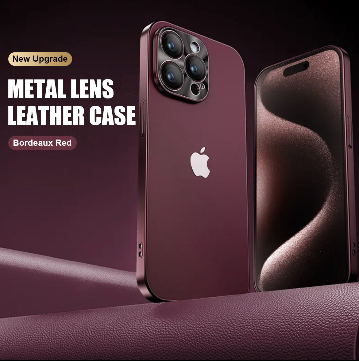 Titanium Lens Coated Plain Leather Phone Case