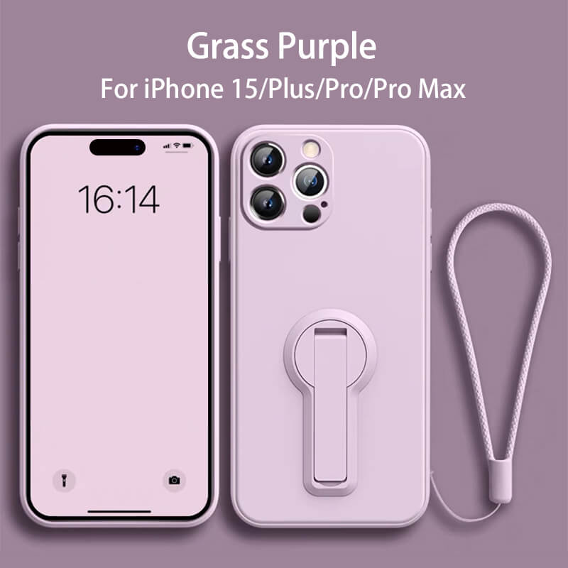 Folding Bracket Liquid Silicone Phone Case For iPhone