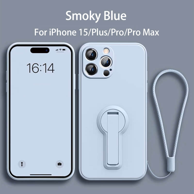 Folding Bracket Liquid Silicone Phone Case For iPhone