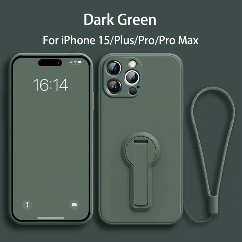 Folding Bracket Liquid Silicone Phone Case For iPhone