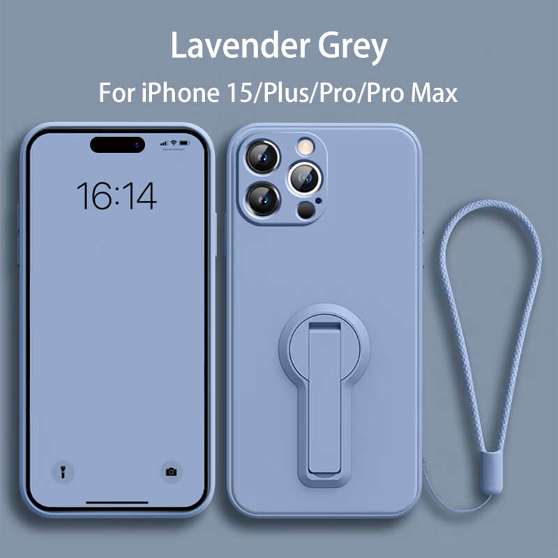 Folding Bracket Liquid Silicone Phone Case For iPhone