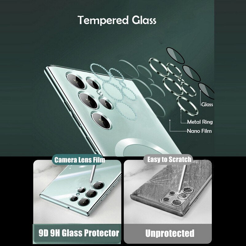 Magnetic Plating Clear Back Cover For Samsung Galaxy