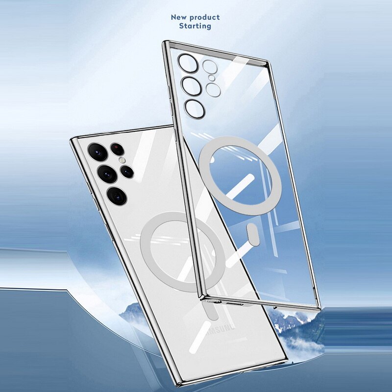 Magnetic Plating Clear Back Cover For Samsung Galaxy