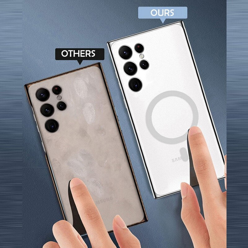 Magnetic Plating Clear Back Cover For Samsung Galaxy