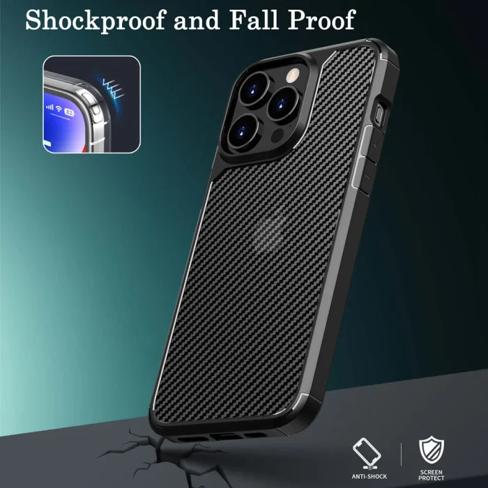 Shockproof Matte Carbon Fiber Texture Case for iPhone