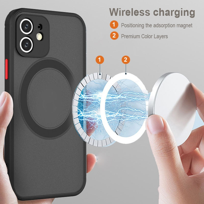Custodia di ricarica wireless magnetica opaca per iPhone