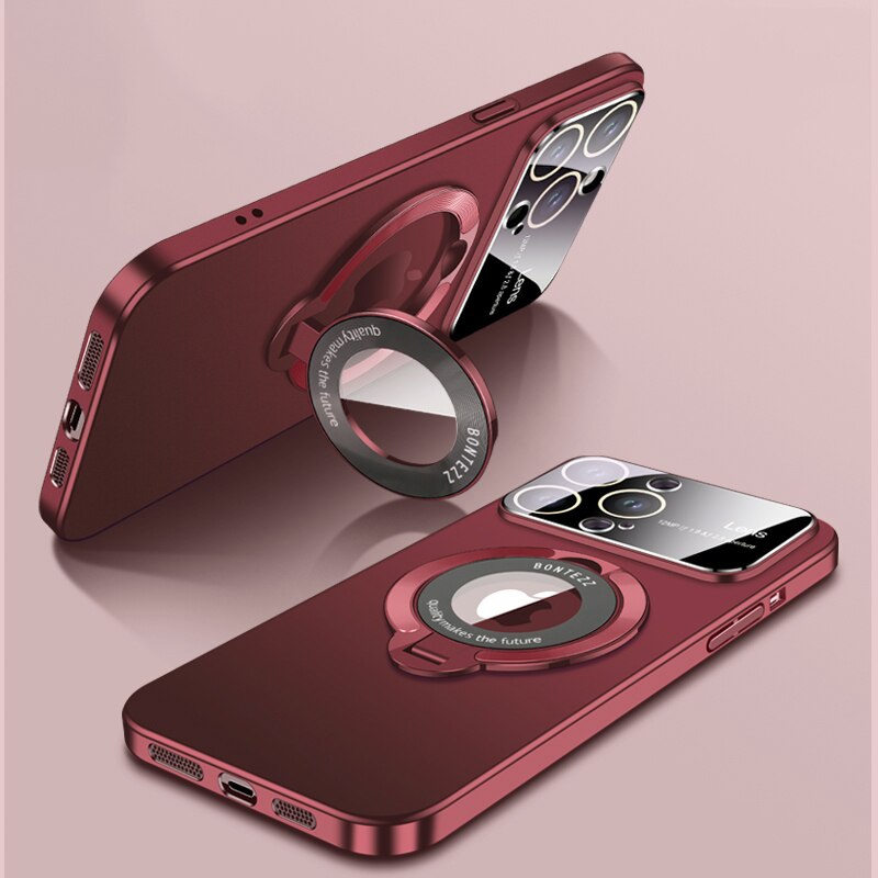 Lens Protect Bracket Matte Case for iPhone