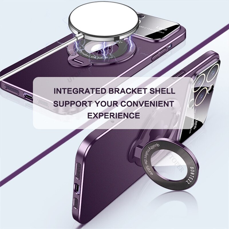 Lens Protect Bracket Matte Case for iPhone