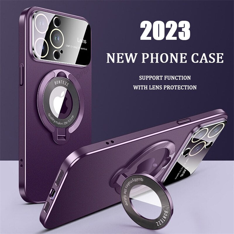 Lens Protect Bracket Matte Case for iPhone