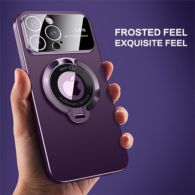 Lens Protect Bracket Matte Case for iPhone