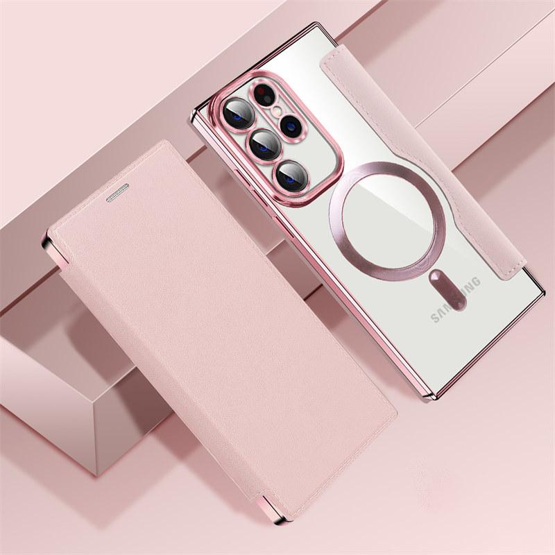 Luxury Flip Business Leather Wireless Charging Phone Case For Samsung