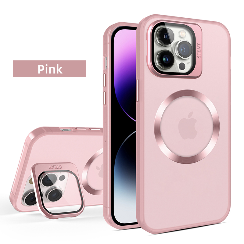 Matte Texture Magnetic Lens Bracket Protection Case Cover for iPhone