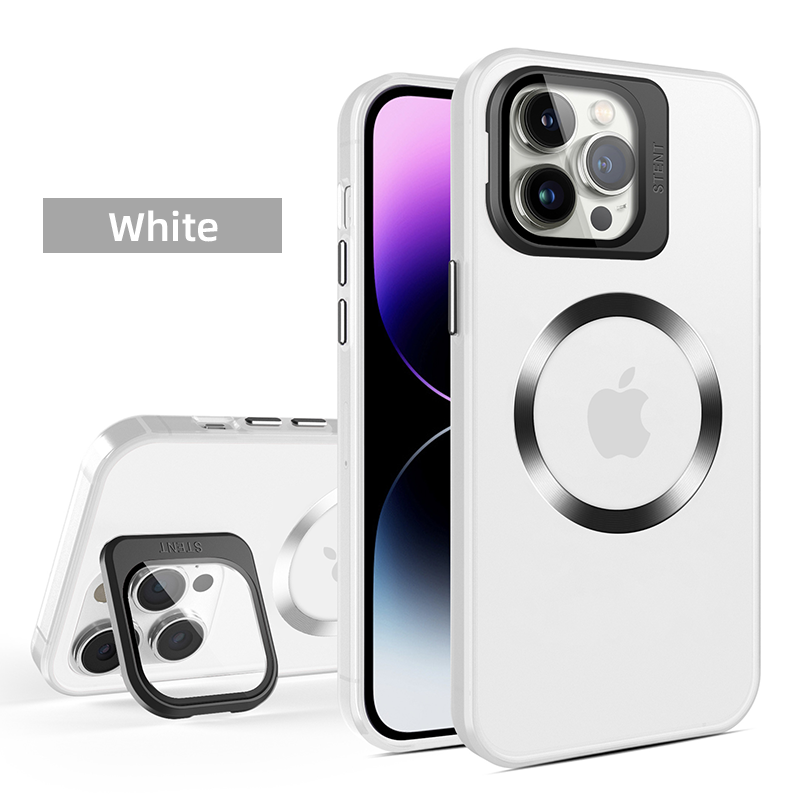 Matte Texture Magnetic Lens Bracket Protection Case Cover for iPhone