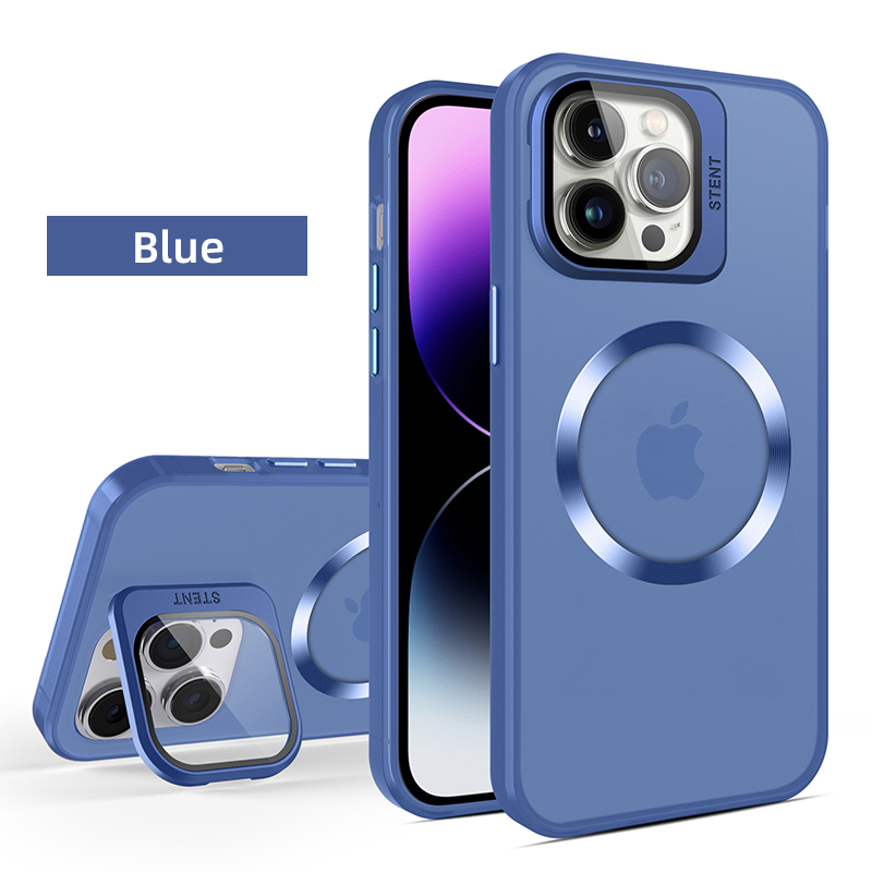 Matte Texture Magnetic Lens Bracket Protection Case Cover for iPhone