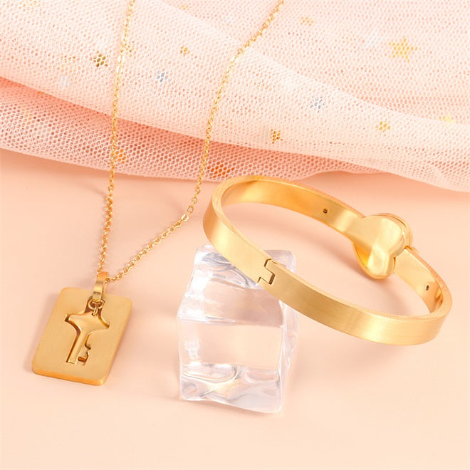 Key to My Heart Couple Key Necklace and Love Lock Bracelet Gift Set