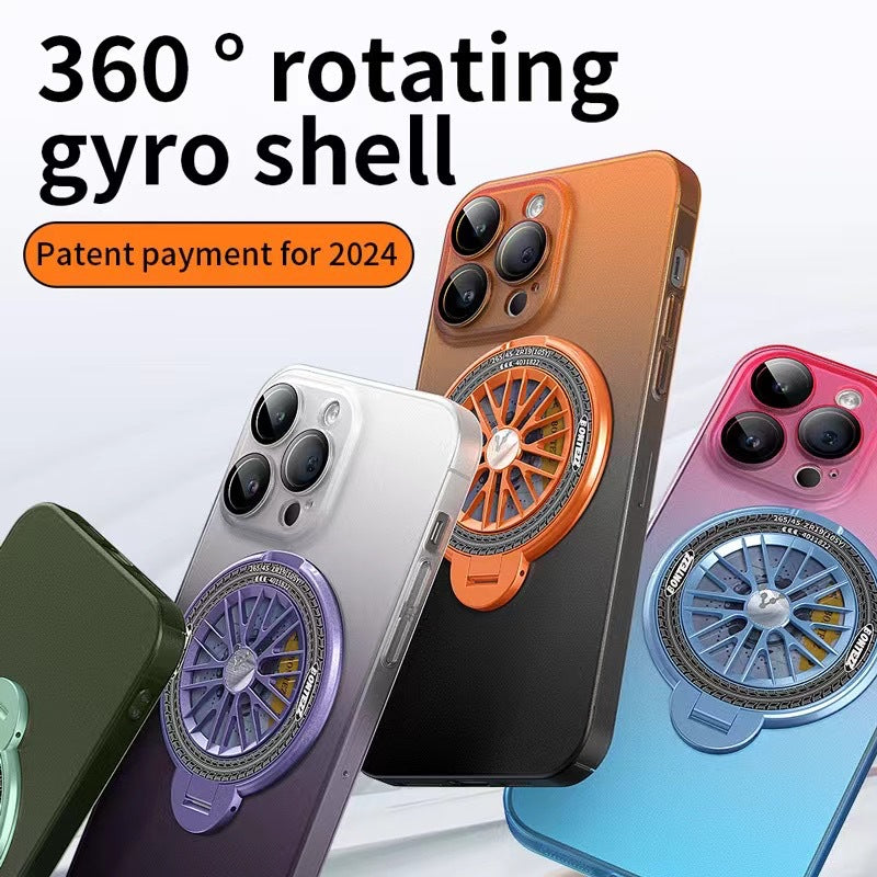 New skin-feel gradient gyroscope holder mobile phone case