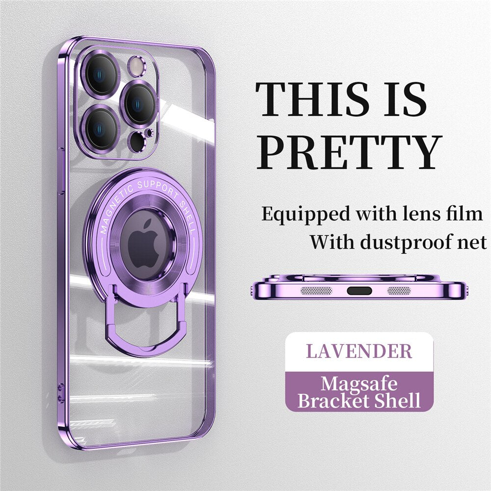 Plating Transparent Magnetic Ring Case For iPhone