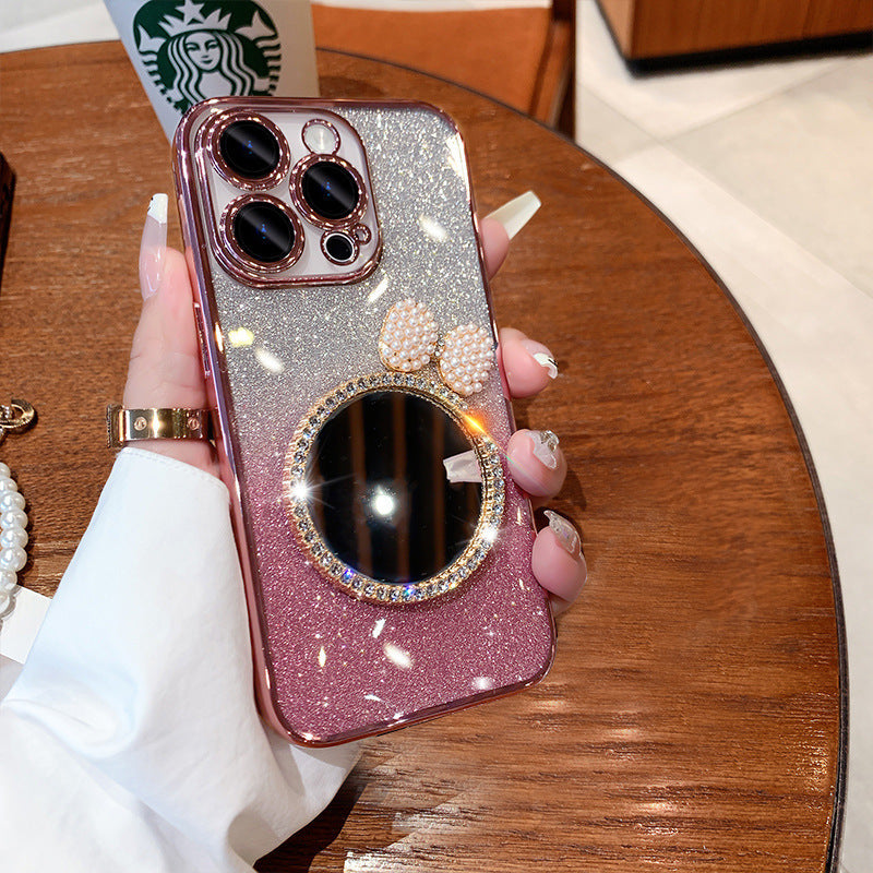Graduated Rhinestone Mirrored iPhone Case with Bracelet