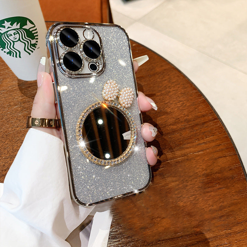 Graduated Rhinestone Mirrored iPhone Case with Bracelet