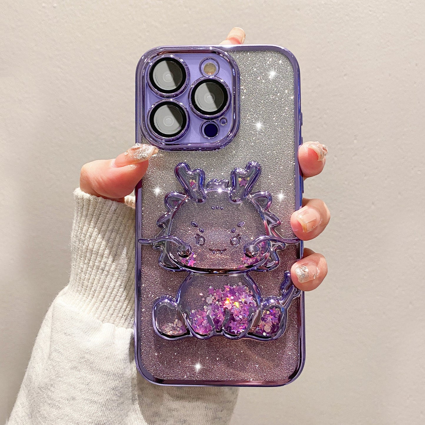 New Year Flow Salon Gradient Glitter Lens Protector iPhone Case
