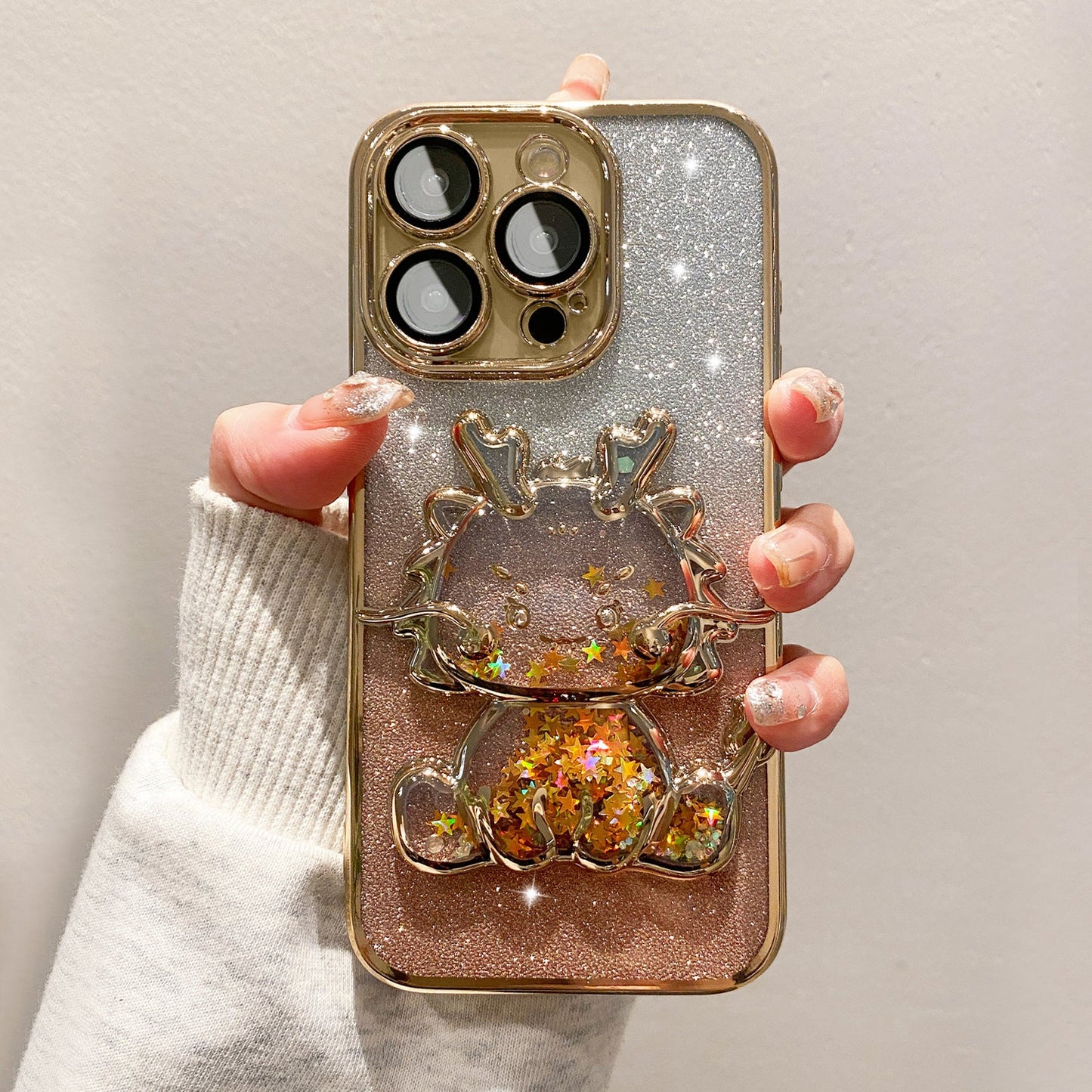 New Year Flow Salon Gradient Glitter Lens Protector iPhone Case