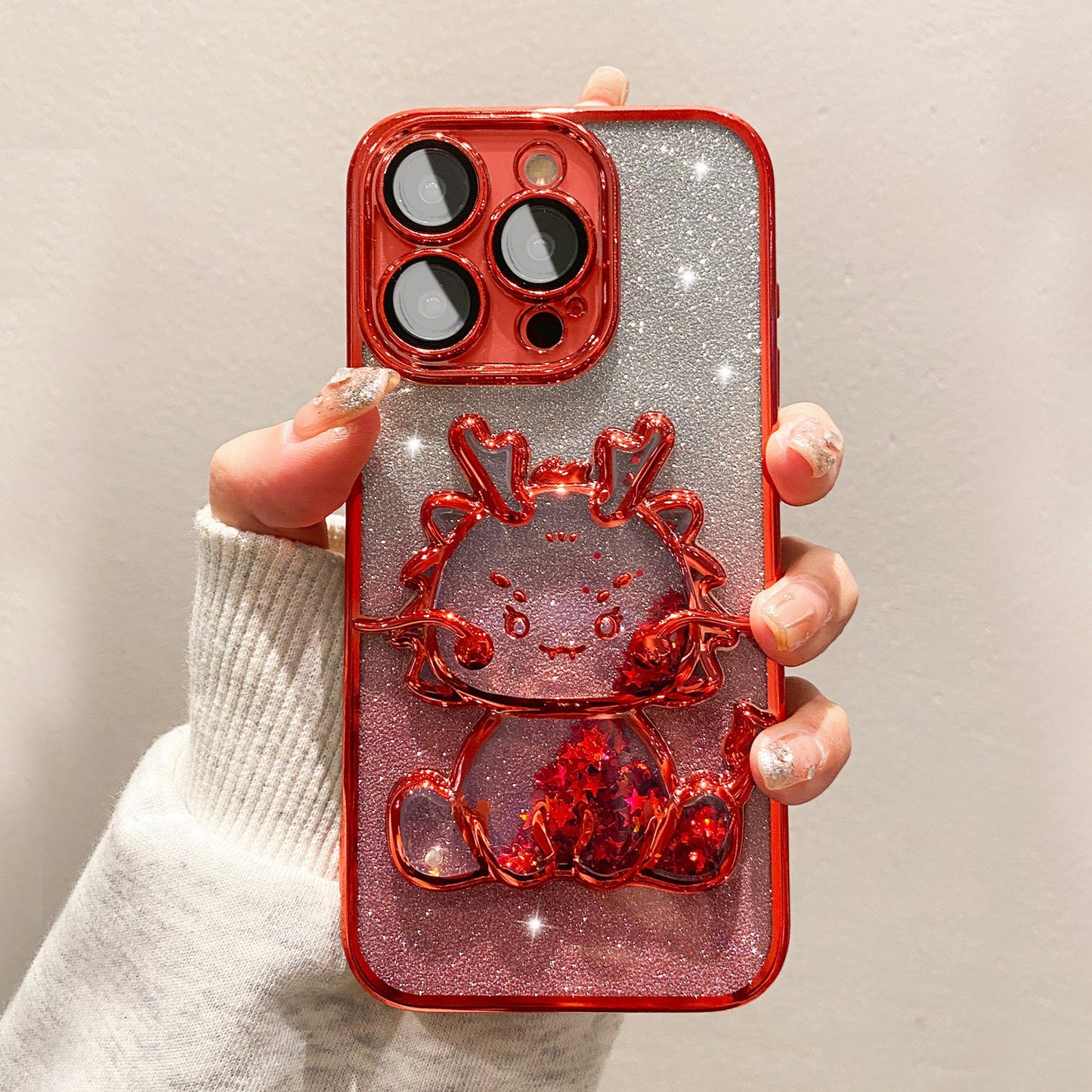 New Year Flow Salon Gradient Glitter Lens Protector iPhone Case