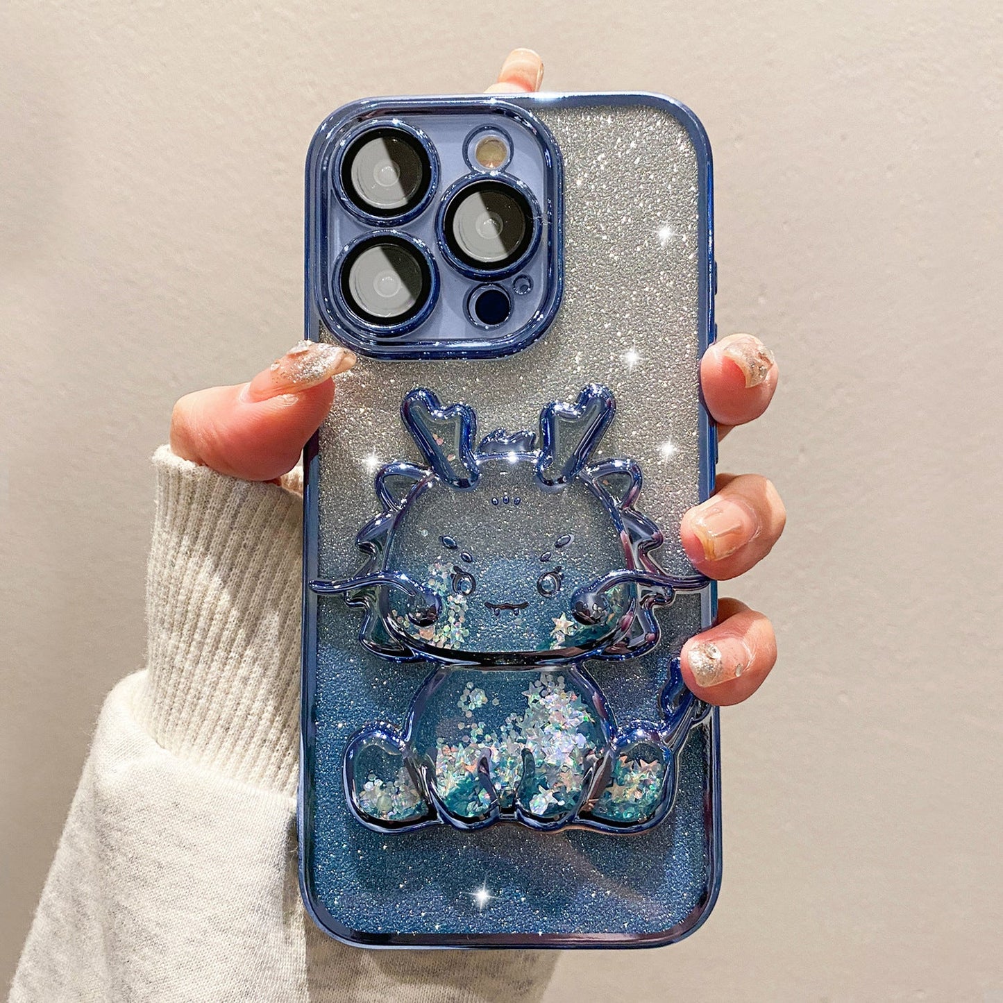 New Year Flow Salon Gradient Glitter Lens Protector iPhone Case