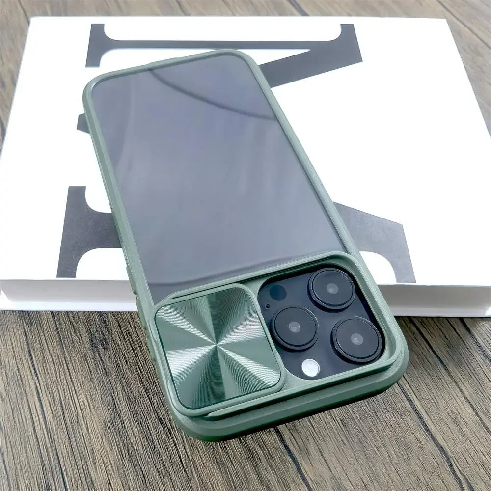 Camera Lens Slide Transparent Case For iPhone