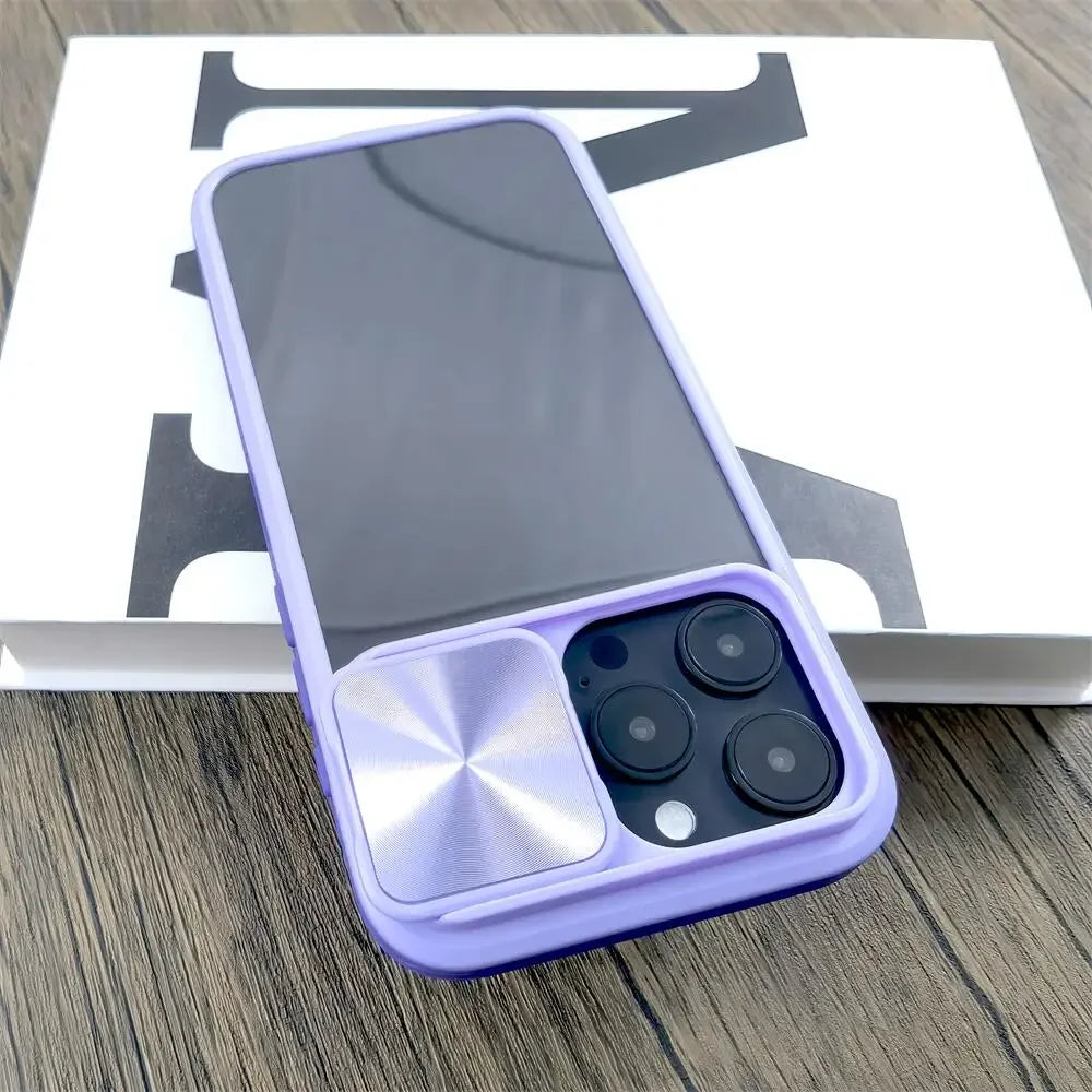 Camera Lens Slide Transparent Case For iPhone