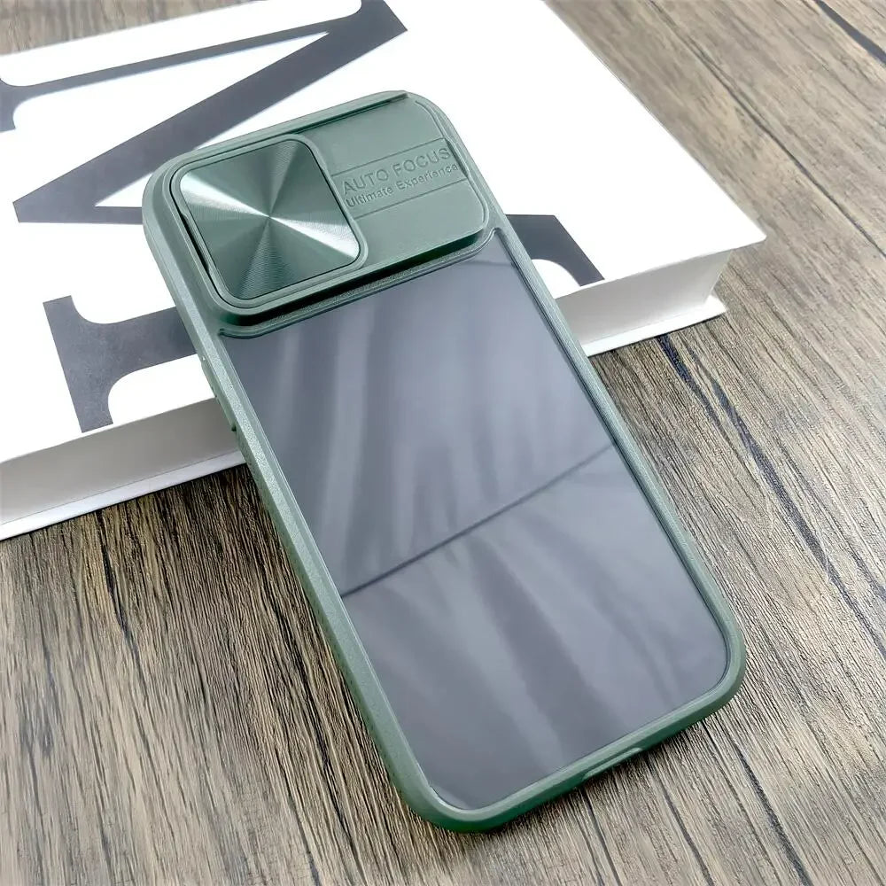 Camera Lens Slide Transparent Case For iPhone