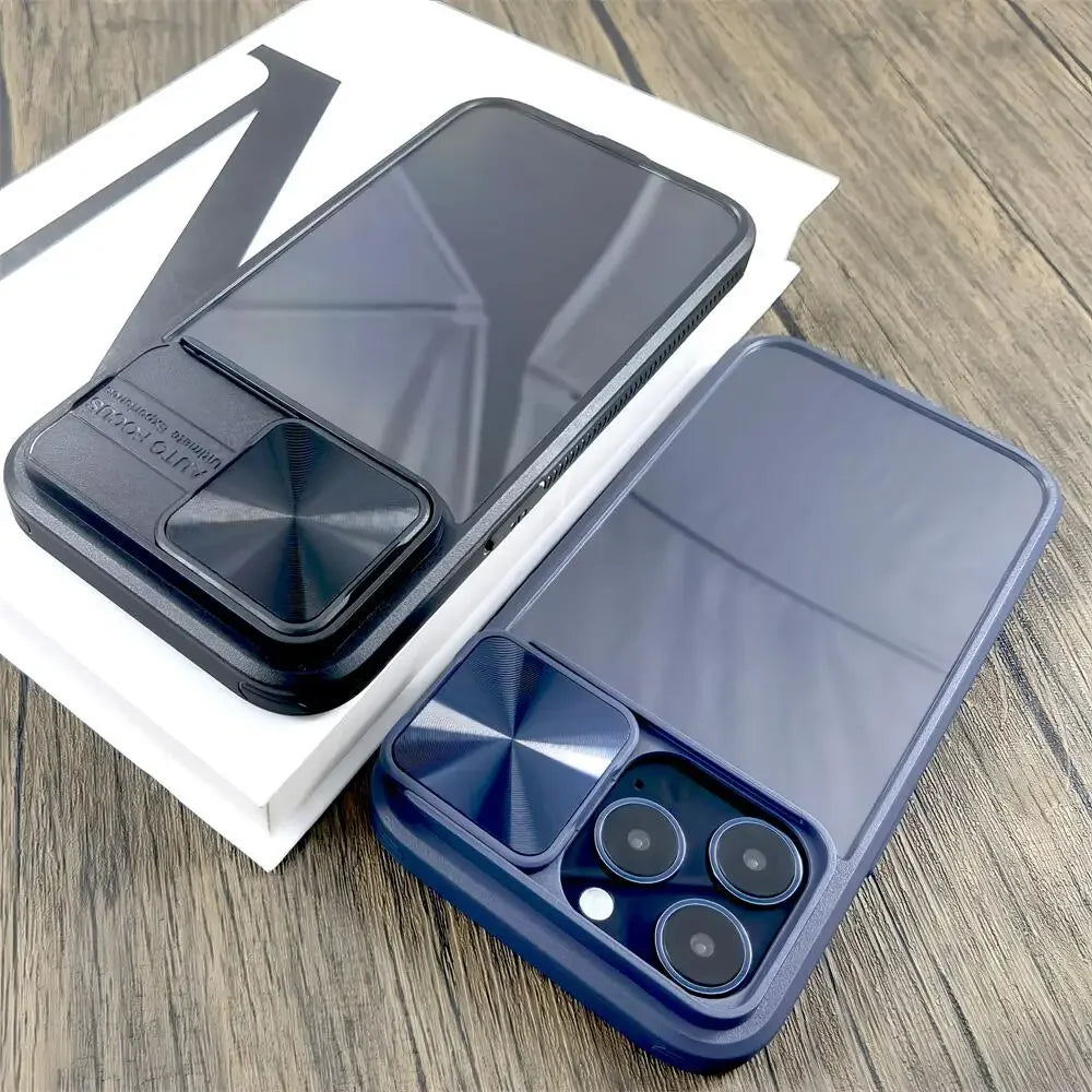 Camera Lens Slide Transparent Case For iPhone
