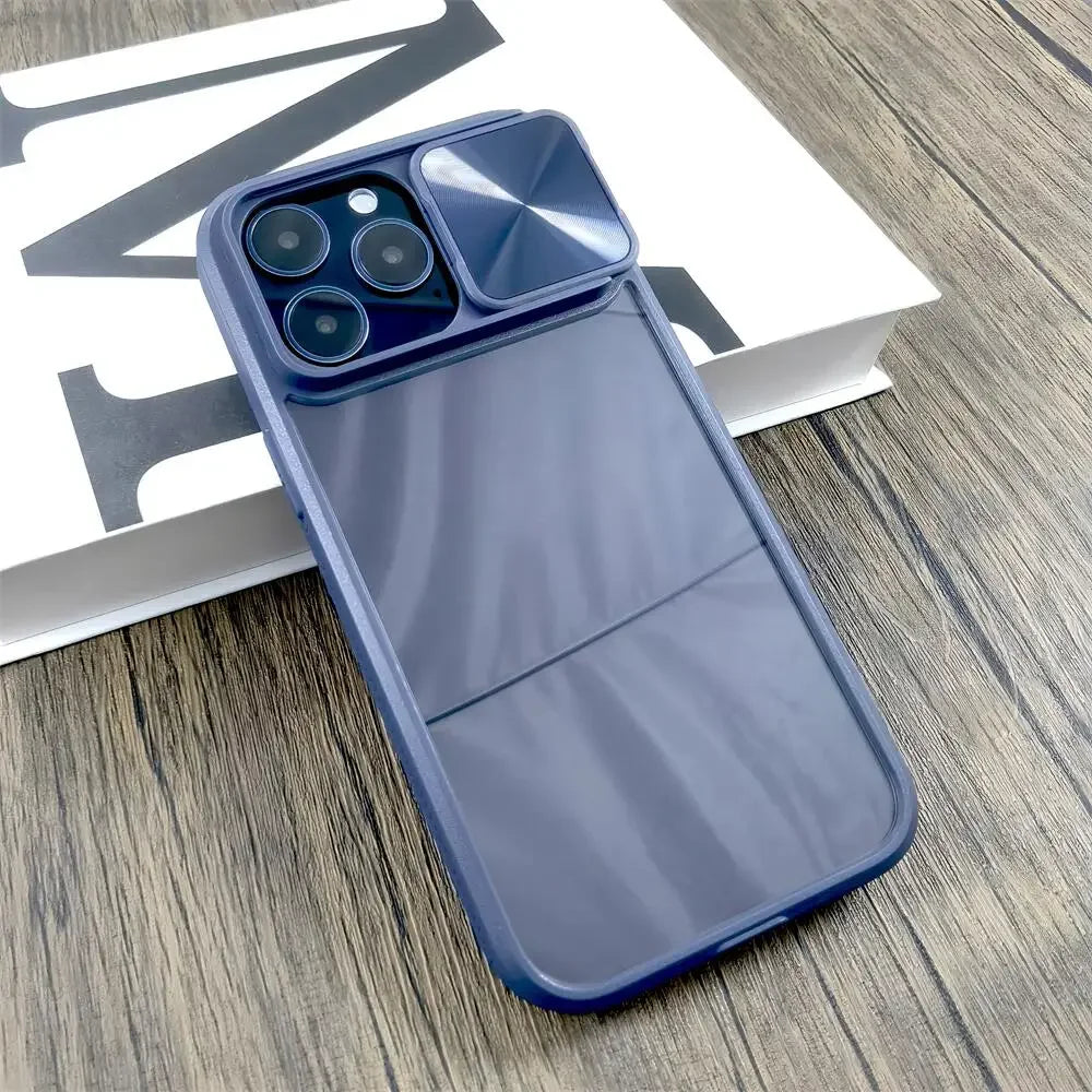 Camera Lens Slide Transparent Case For iPhone