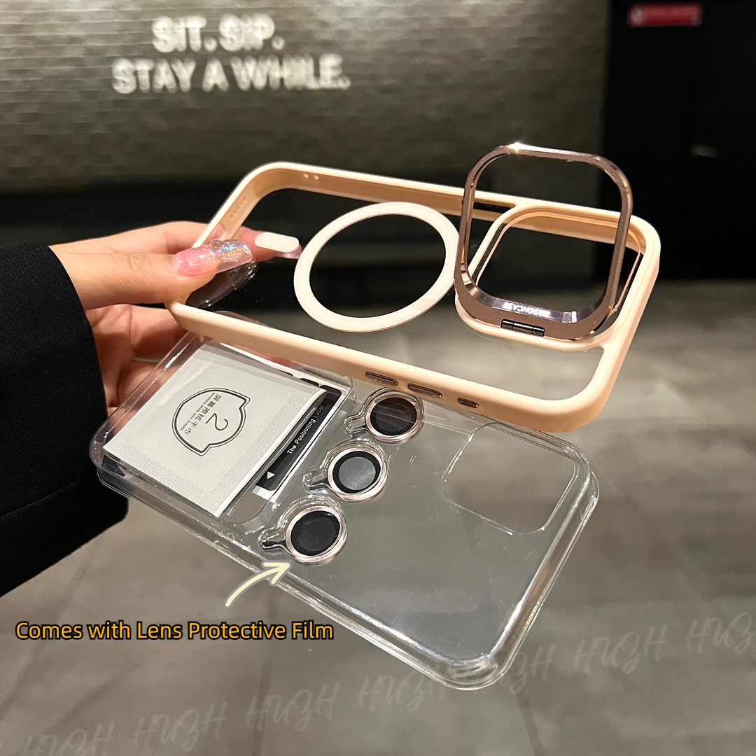Transparent Lens Holder Magnetic iPhone Case with Lens Film