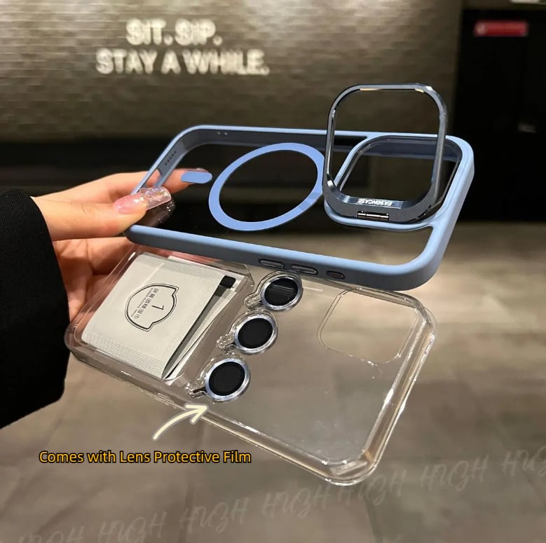 Transparent Lens Holder Magnetic iPhone Case with Lens Film