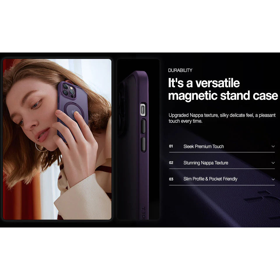 New Design Shockproof iPhone 15 Case Compatible with MagSafe (with Stand)