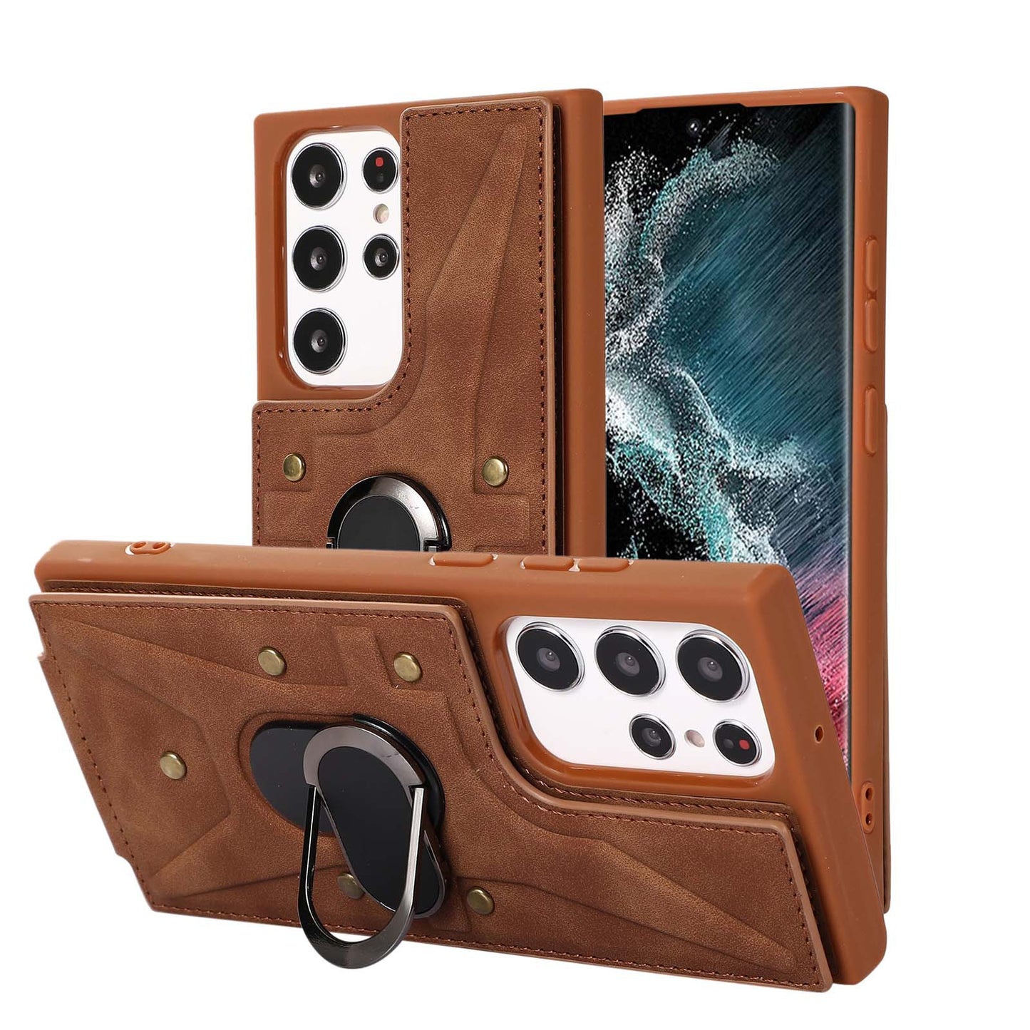 Shockproof Slim Wallet Case with Ring Holder For Samsung S22 /s23Ultra