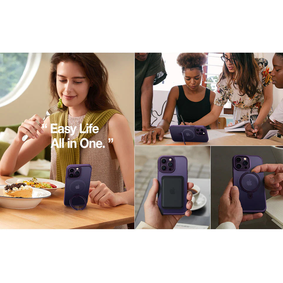 New Design Shockproof iPhone 15 Case Compatible with MagSafe (with Stand)