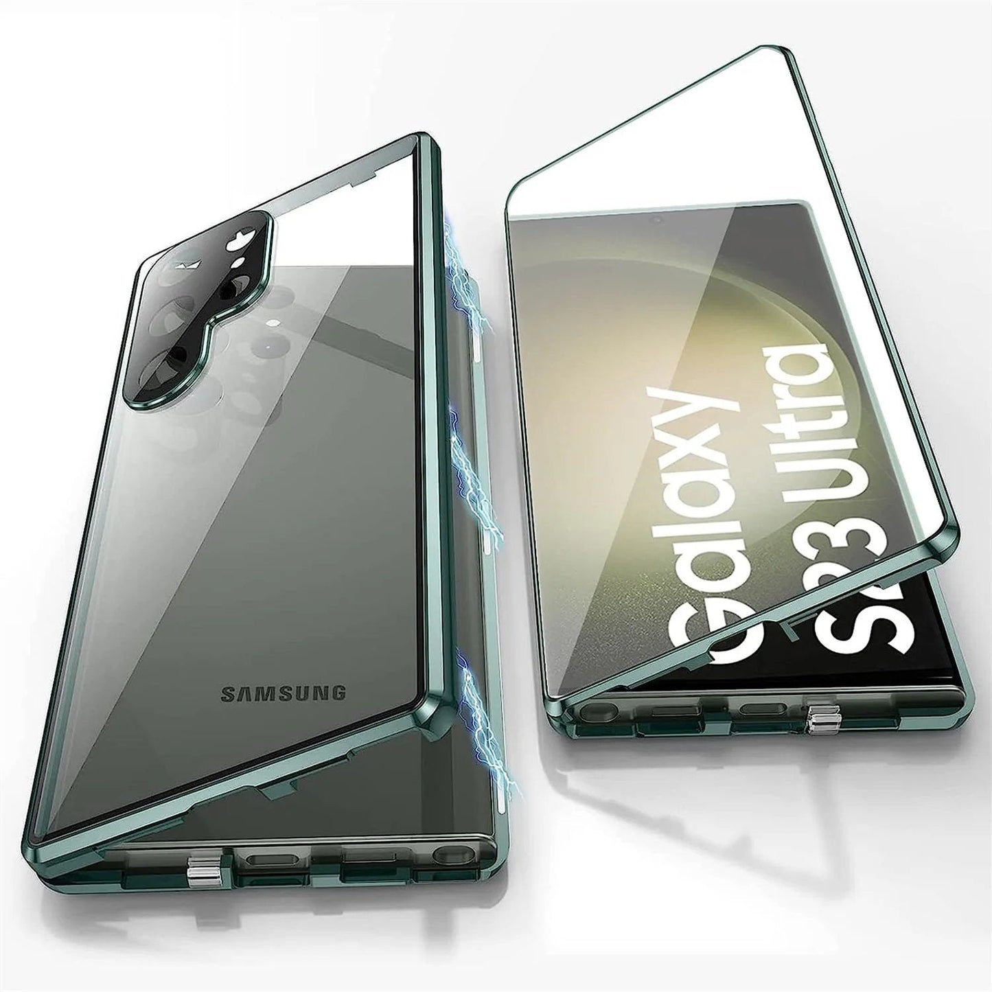 Magnetic Metal Aluminum Alloy 360° Full Surround Screen Glass Case for Samsung