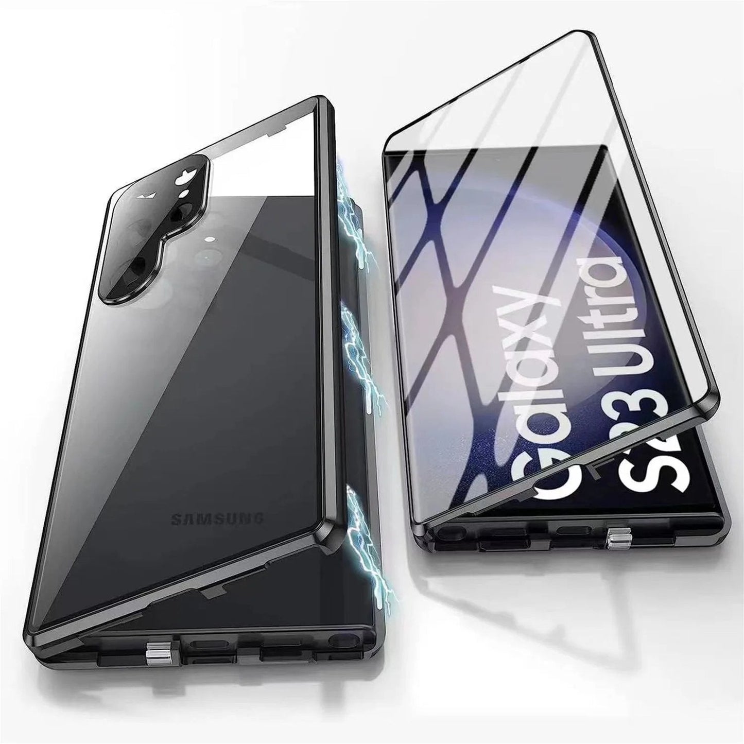 Magnetic Metal Aluminum Alloy 360° Full Surround Screen Glass Case for Samsung
