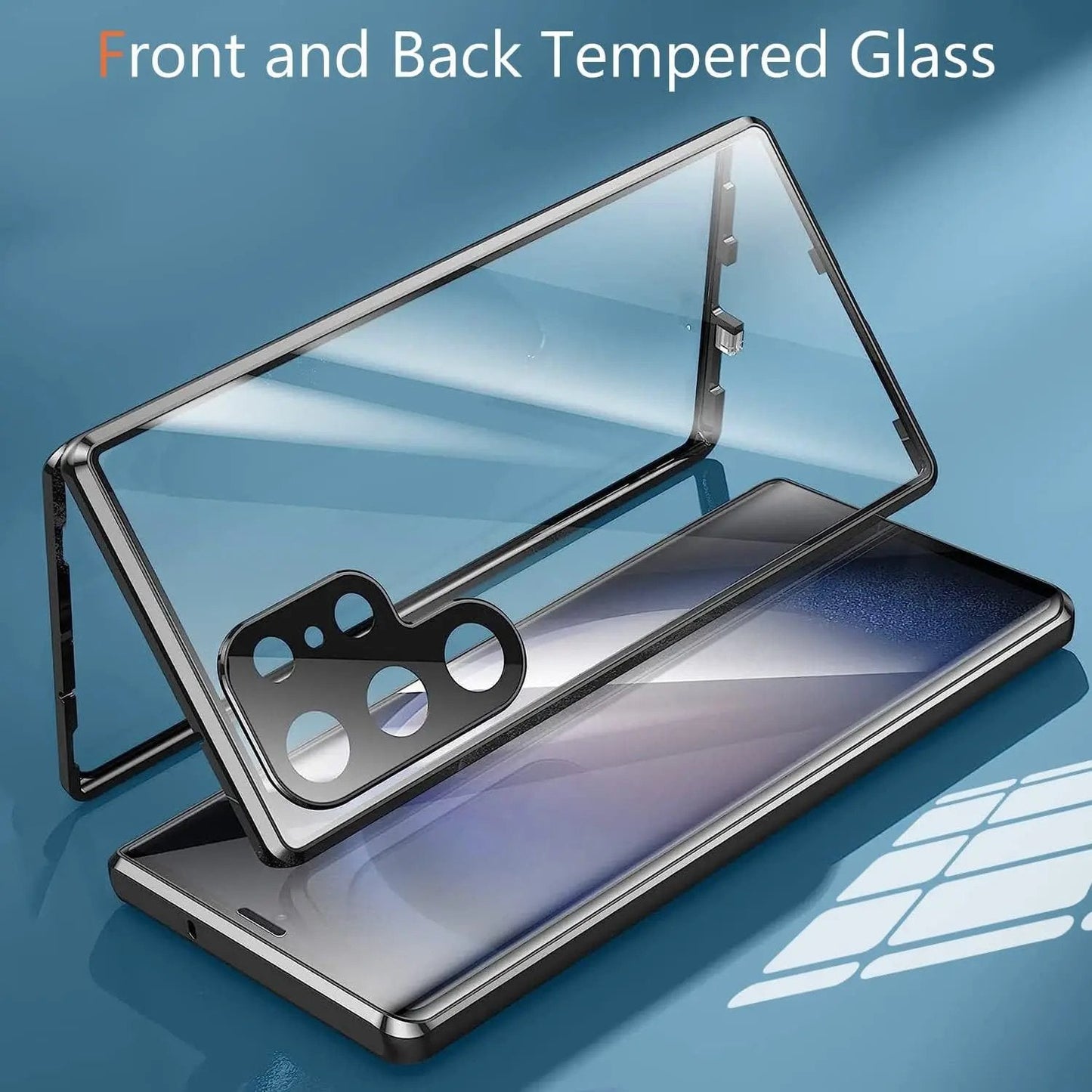 Magnetic Metal Aluminum Alloy 360° Full Surround Screen Glass Case for Samsung