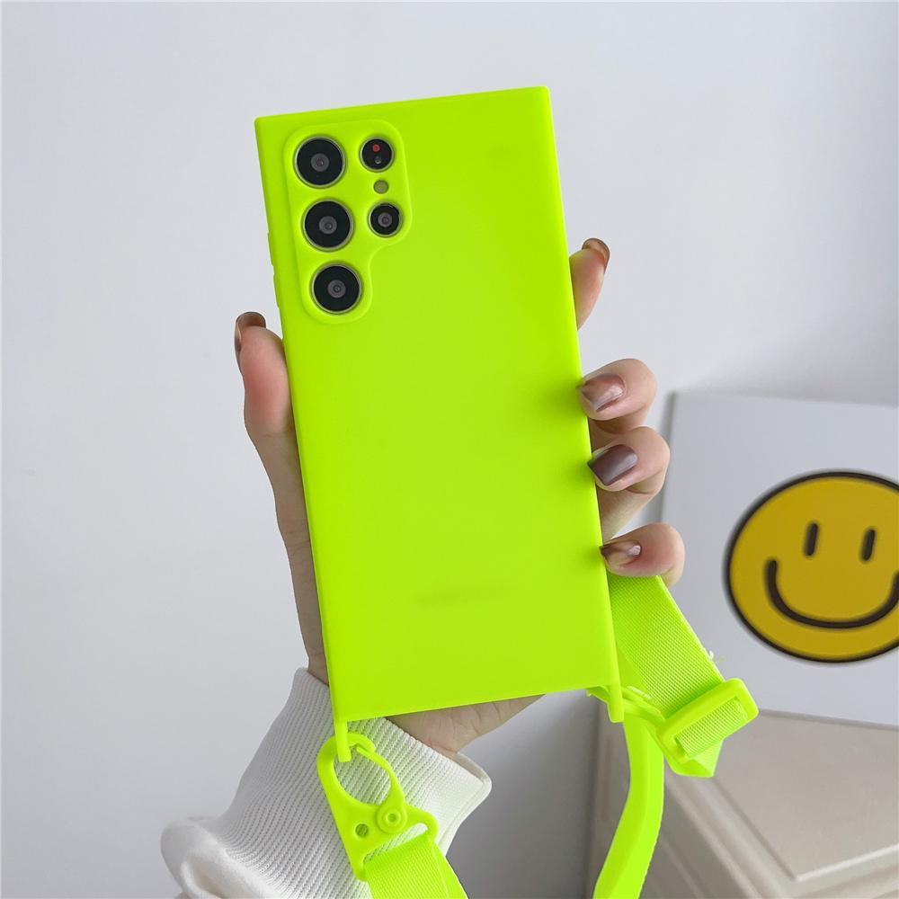 Crossbody Strap Lanyard Liquid Silicone Case For Samsung