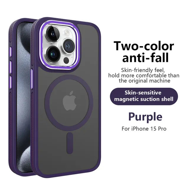 Wireless Charging Mixed Color Bumper Shockproof Frosted Case for iPhone 15 14 13 12 Series