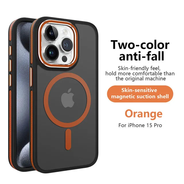 Wireless Charging Mixed Color Bumper Shockproof Frosted Case for iPhone 15 14 13 12 Series