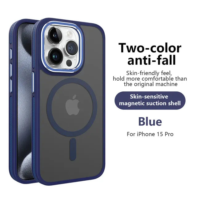 Wireless Charging Mixed Color Bumper Shockproof Frosted Case for iPhone 15 14 13 12 Series