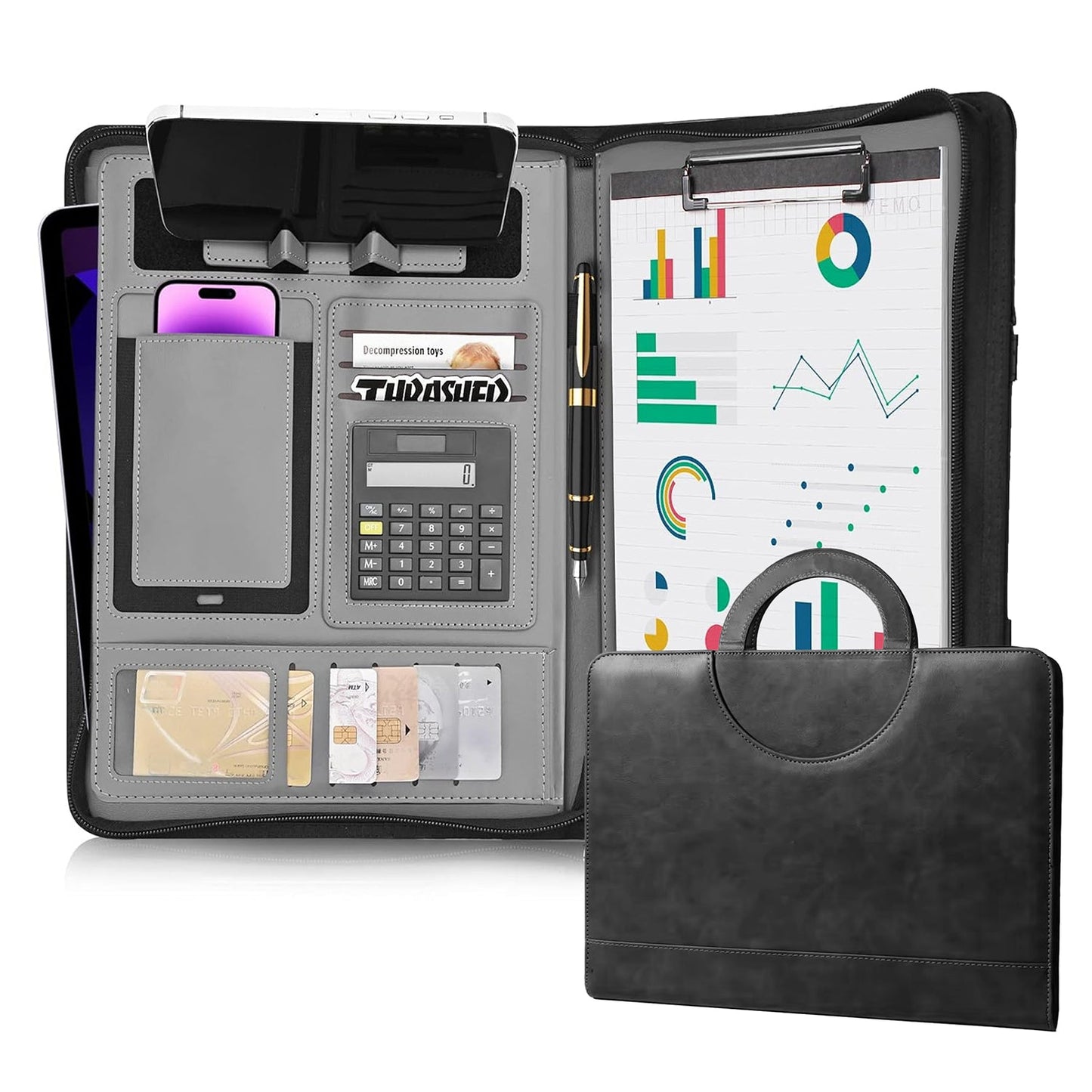 ExecutivePro Leather Portfolio with Notepad