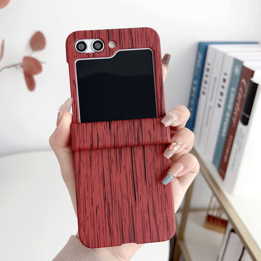 Simple Wood Grain Folding Screen Case For Samsung Z Flip3/4/5