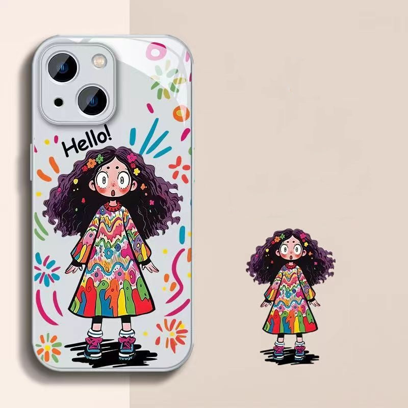 Creative Graffiti Cute Girly Glass iPhone Case