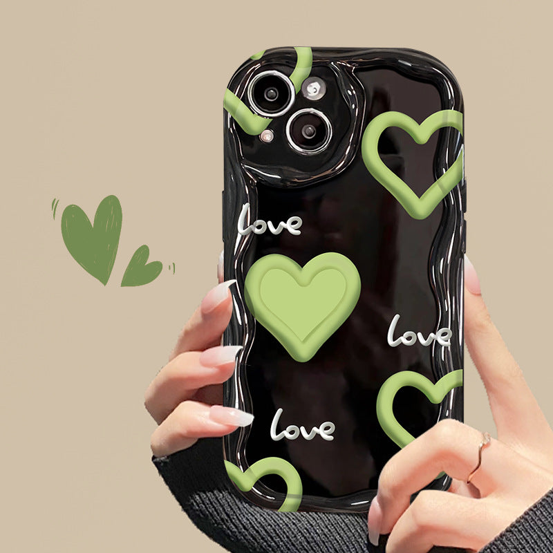 Transparent Green Heart Cream Pattern Mobile Phone Case