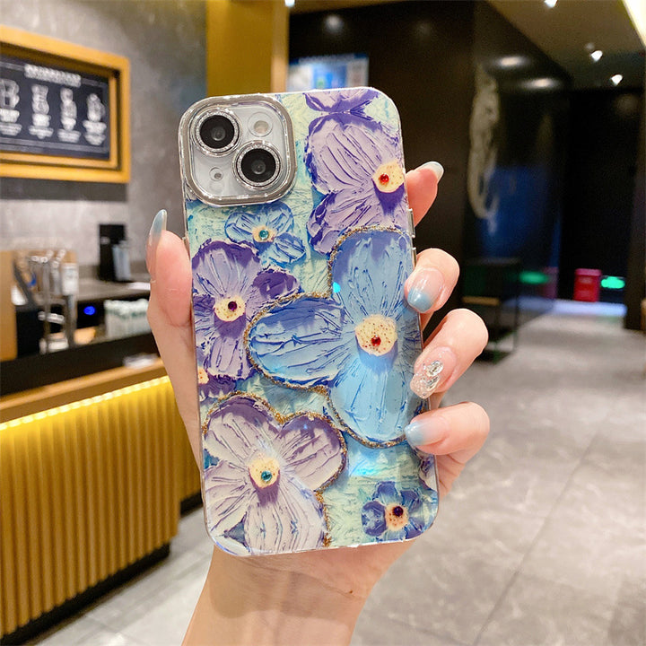 Blu-ray Diamond-studded Colorful Flower Phone Case  For iPhone 15 Series